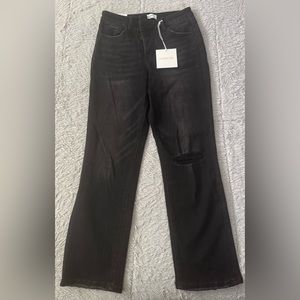 LOVERVET NWT! High Rise Distressed Black Denim, Ankle Cropped Straight Leg Jeans